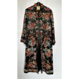 1940S BLACK SATIN CHINESE STYLE ¾ LENGTH COAT,