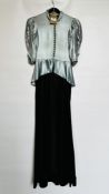 1940S BLACK SATIN CLASSIC STYLED EVENING GOWN,