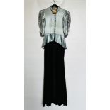 1940S BLACK SATIN CLASSIC STYLED EVENING GOWN,