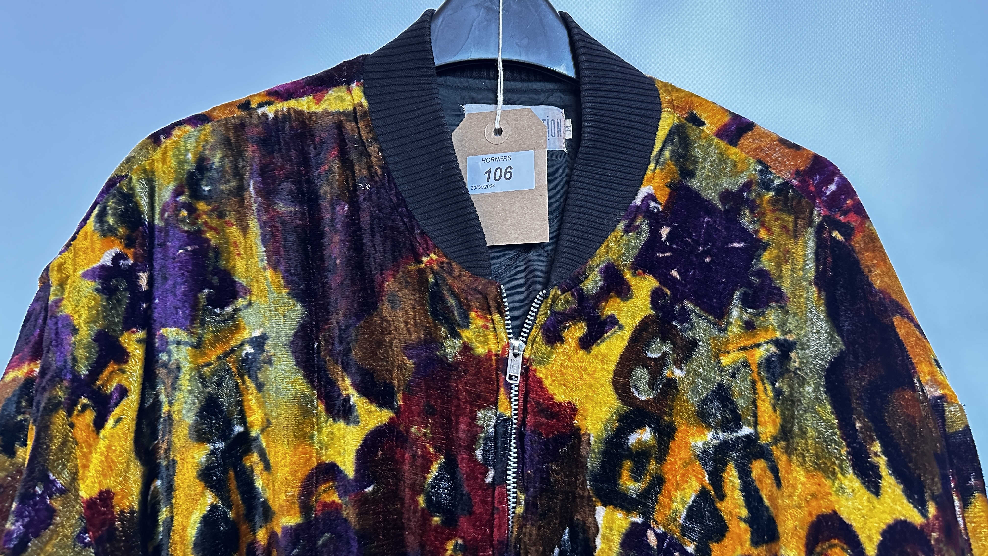 1970S FRENCH CONNECTION MULTI COLOUR VELVET JACKET, ZIP FASTENING TO FRONT, FULL SLEEVES, - Image 3 of 16