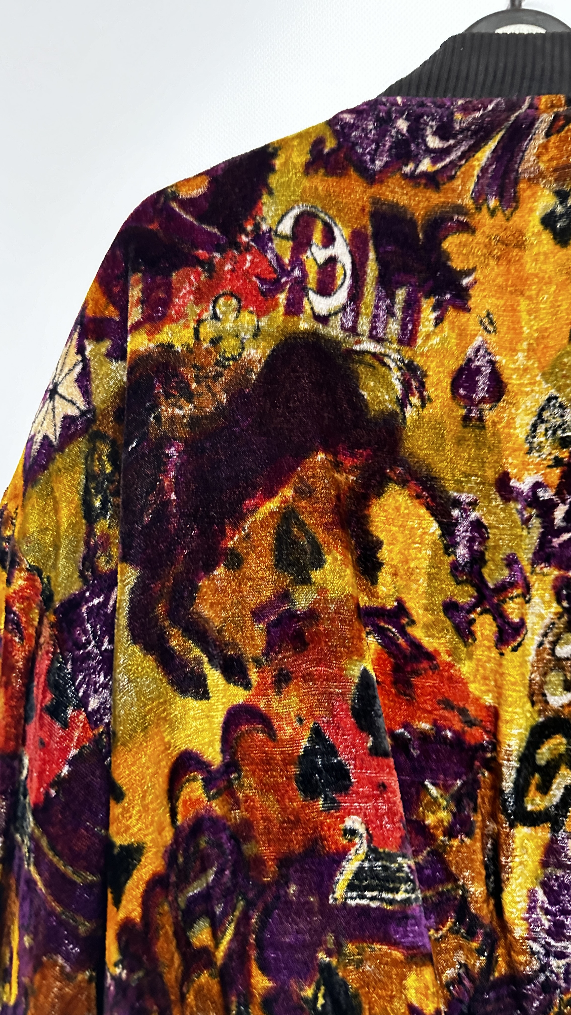 1970S FRENCH CONNECTION MULTI COLOUR VELVET JACKET, ZIP FASTENING TO FRONT, FULL SLEEVES, - Image 11 of 16
