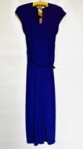 1940S CLASSIC STYLED LILAC CREPE EVENING GOWN WITH TAILORED OVERLAP ON SKIRT, SWEETHEART NECKLINE,