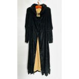 1920S/30S BLACK VELVET EVENING COAT, LEG OF MUTTON SLEEVES, DIAMANTÉ FASTENER - A/F CONDITION,