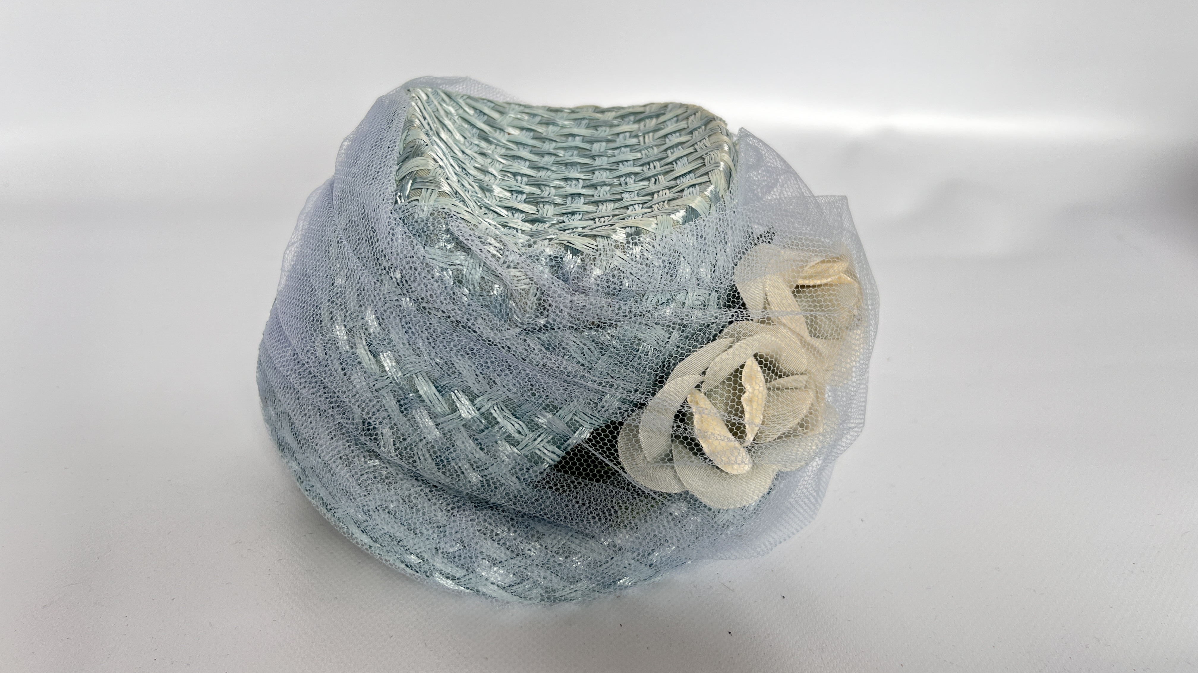 8 1950/60S HATS, 2 FLOWERED BONNETS, 1 WHITE KNITTED BONNET WITH WHITE PLASTIC DISCS, - Image 3 of 32