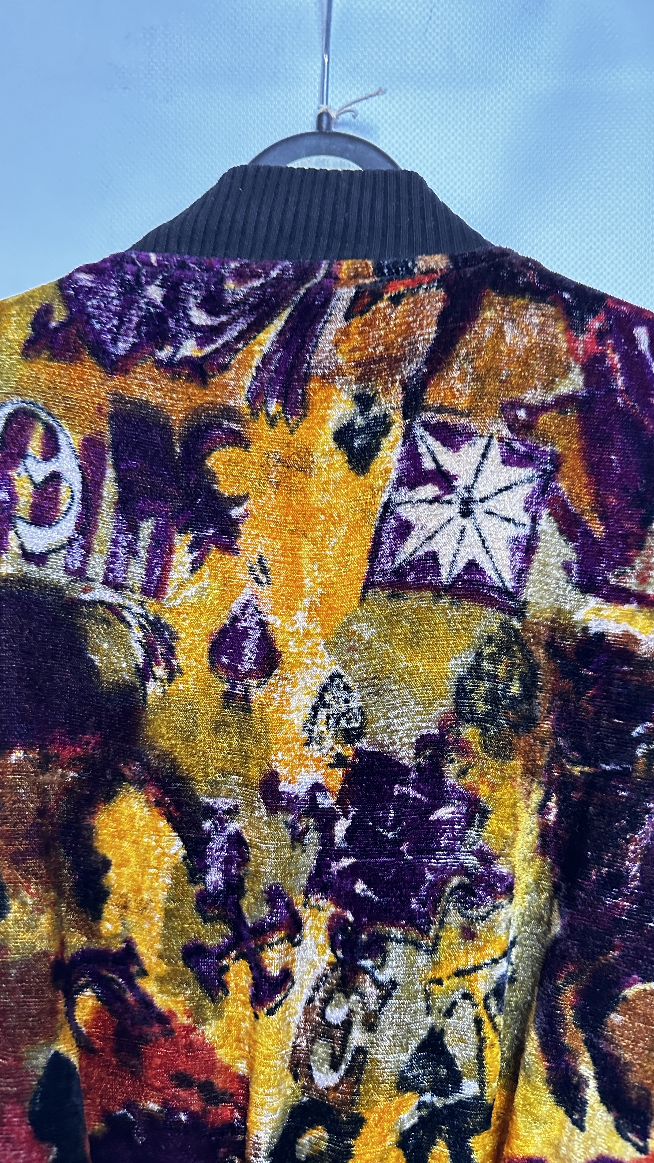 1970S FRENCH CONNECTION MULTI COLOUR VELVET JACKET, ZIP FASTENING TO FRONT, FULL SLEEVES, - Image 12 of 16