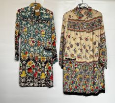 1940S 2 LINE PATTERNED HOUSECOATS - A/F CONDITION, SOLD AS SEEN.