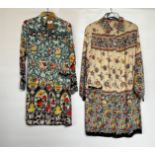 1940S 2 LINE PATTERNED HOUSECOATS - A/F CONDITION, SOLD AS SEEN.