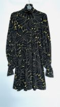 1960S BIBA MINI DAY DRESS, GOLD/BLACK VELVET CORD, LONG SLEEVES - A/F CONDITION, SOLD AS SEEN.
