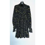 1960S BIBA MINI DAY DRESS, GOLD/BLACK VELVET CORD, LONG SLEEVES - A/F CONDITION, SOLD AS SEEN.