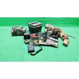A GROUP OF FOXING RELATED EQUIPMENT AND BOOKS TO INCLUDE FOX PRO FX3, FOX PRO TX5-LR REMOTE,