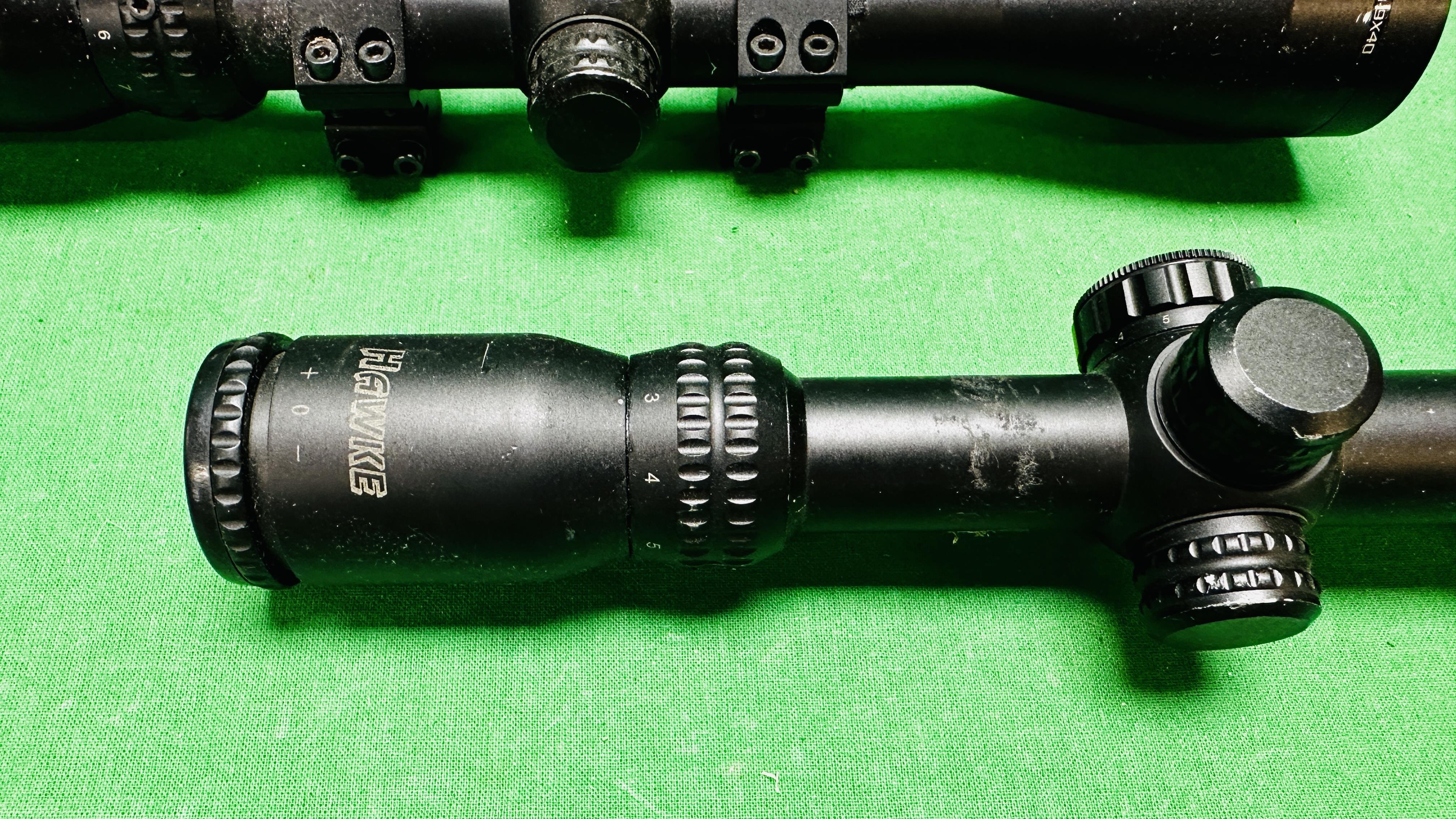 TWO HAWKE RIFLE SCOPES TO INCLUDE SPORT HD 3-9X40 WITH MOUNTS AND SPORT HD 3-9X50 AO MILL DOT IR. - Image 2 of 8