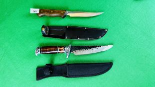 KANDAR HUNTING KNIFE WITH CANVAS SHEATH AND CHICAGO CUTLERY SLICING SHEATH KNIFE MODEL 45S IN