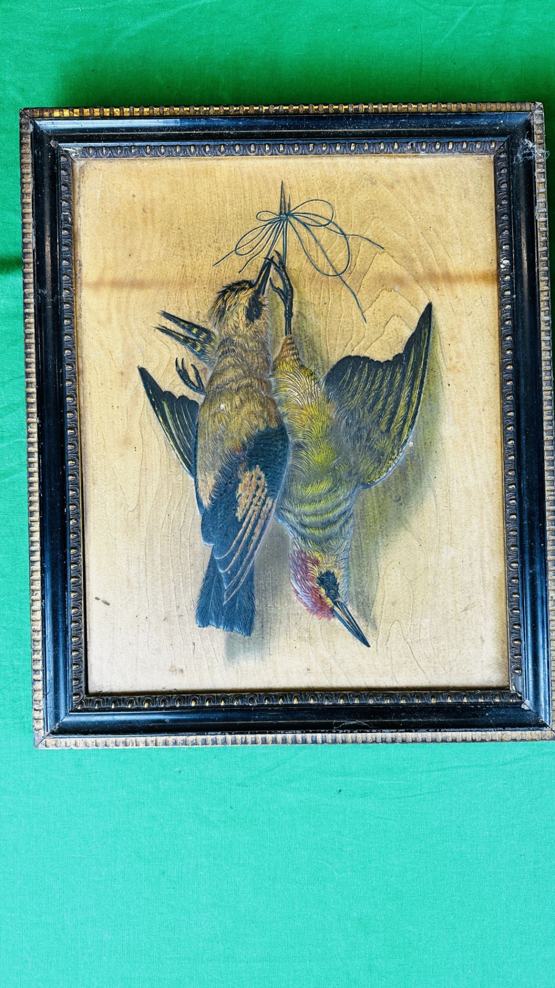 TWO c.1900 EMBOSSED CARD STUDIES OF HANGING BIRDS, EACH 35.5 X 28CM. - Image 4 of 10