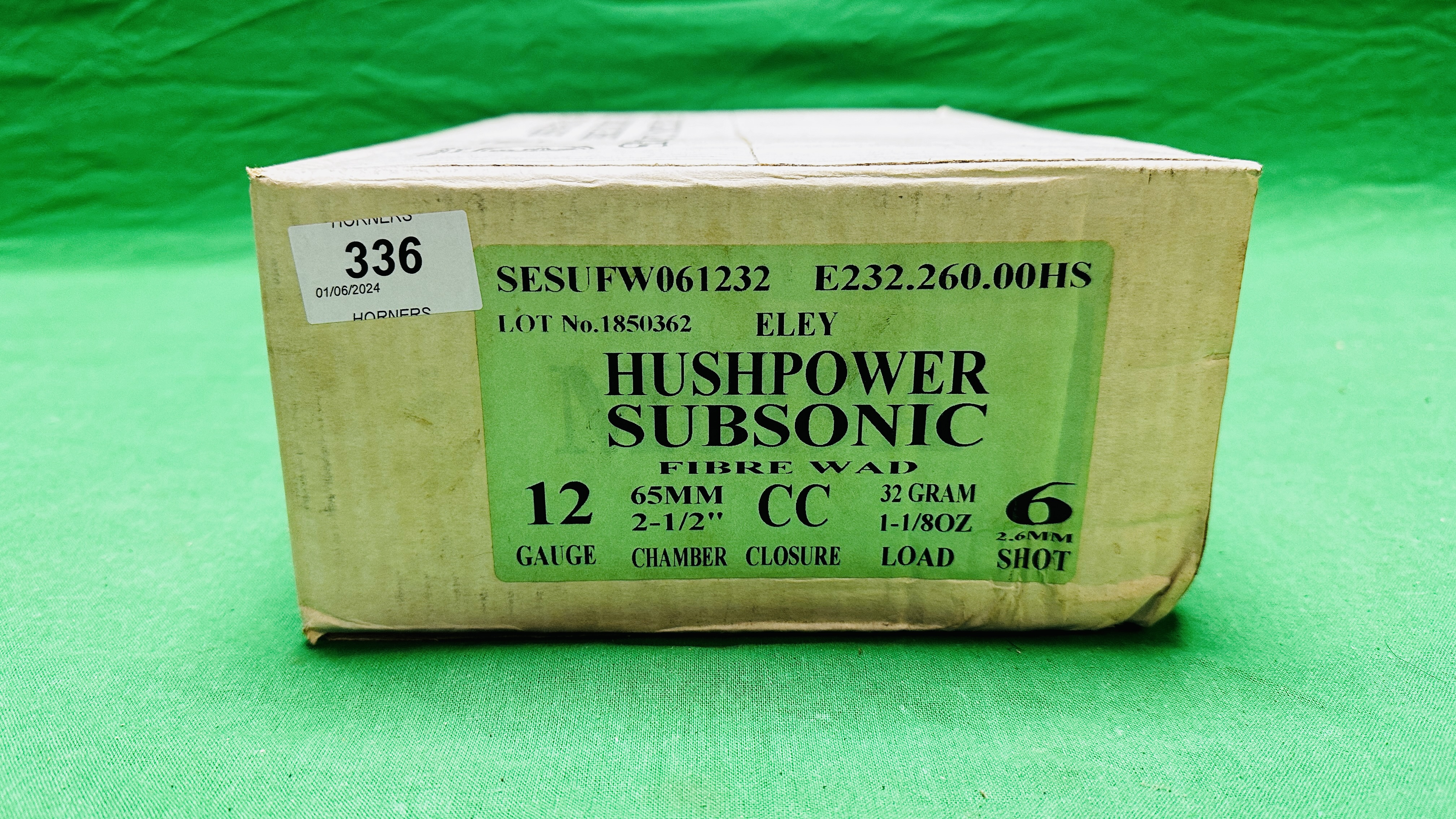 250 X ELEY HUSHPOWER 12 GAUGE SUBSONIC FIBRE WAD CARTRIDGES 32 GRM 6 SHOT - (TO BE COLLECTED IN