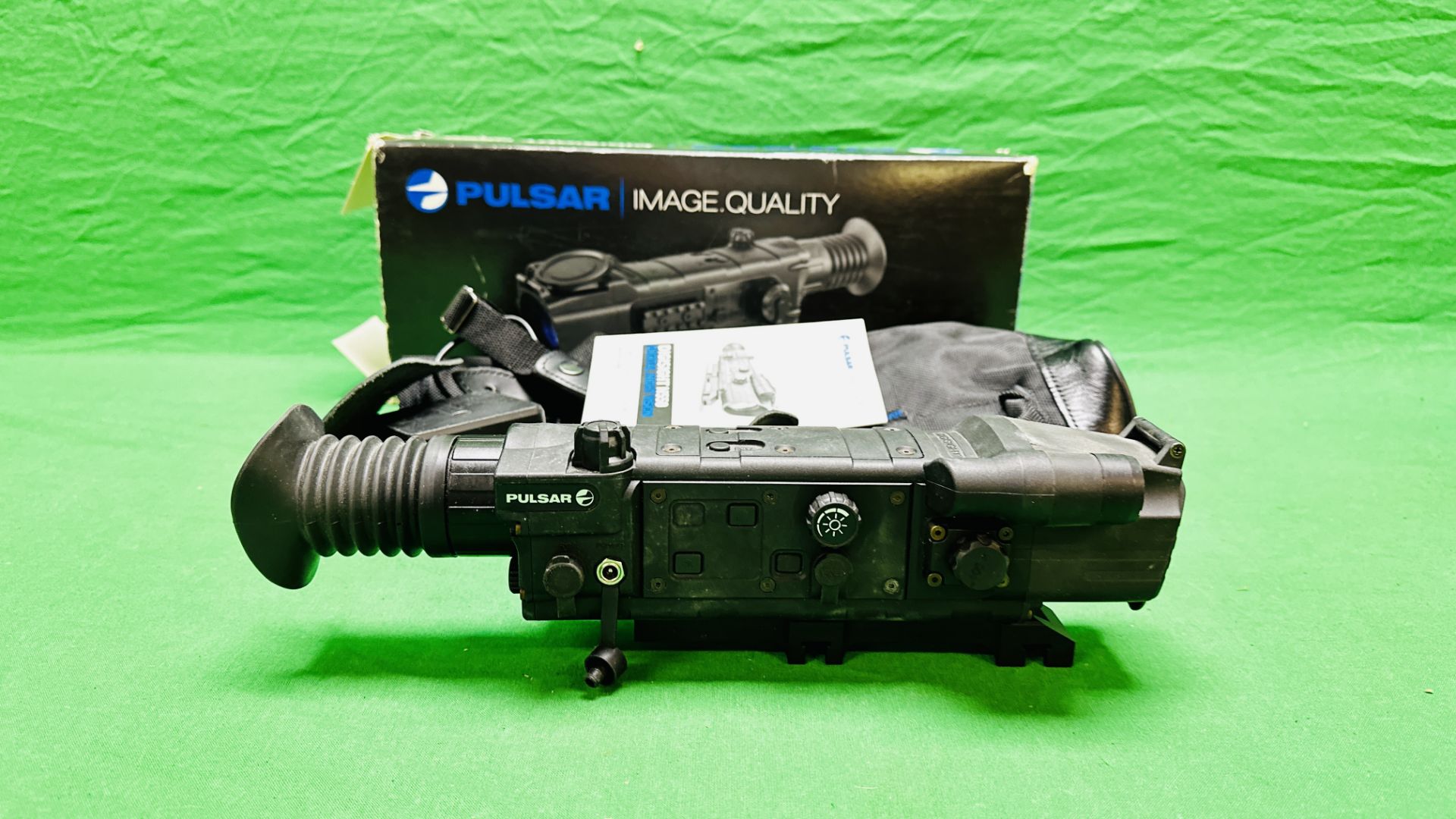 A PULSAR DIGISIGHT RIFLE SCOPE MODEL N550 BOXED WITH BATTERY PACK AND BAG.
