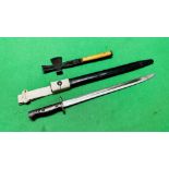 BRITISH 1907 BAYONET WITH SCABBARD ALONG WITH SNAIL BRAND CRATE HAMMER - NO POSTAGE OR PACKING