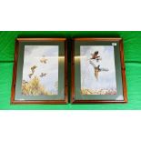 TWO FRAMED AND MOUNTED J.C. HARRISON GAME PRINTS PHEASANTS & PARTRIDGES, EACH 43 X 30CM.