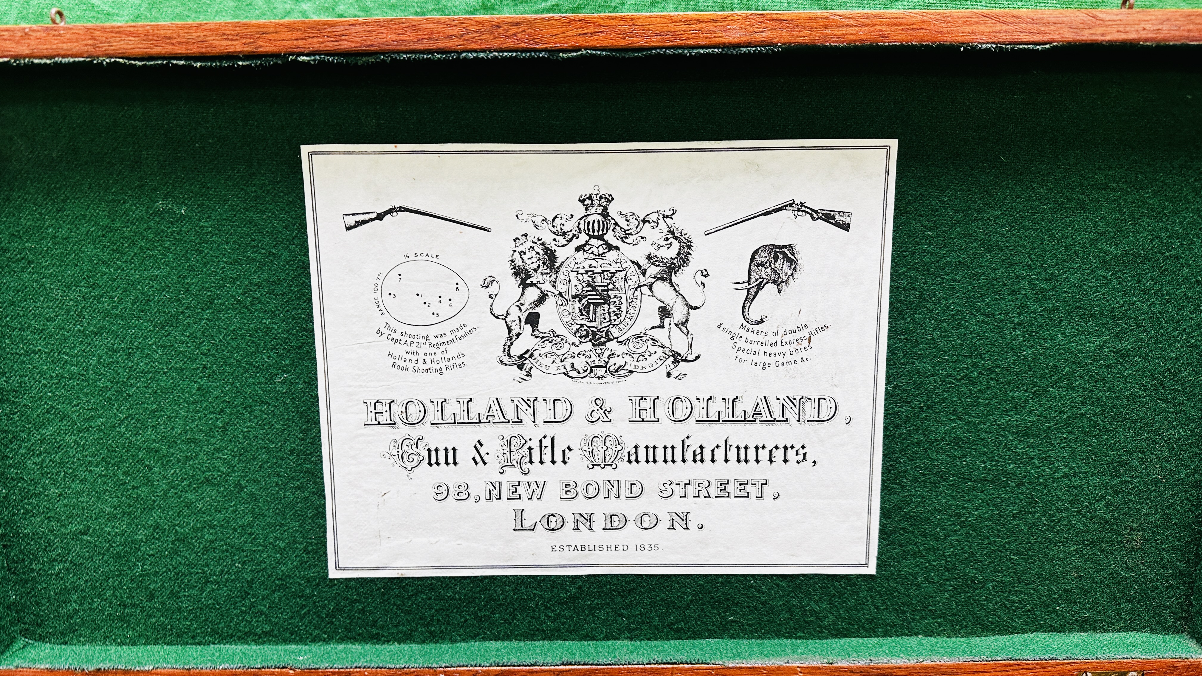 TWO WOODEN BOXES BAIZE LINED FOR SHOOTING ACCESSORIES INCLUDING ONE BEARING HOLLAND & HOLLAND LABEL. - Image 2 of 9