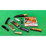 GROUP OF 11 VARIOUS POCKET KNIVES AND MULTI TOOLS TO INCLUDE PUMA 4 STAR MINI, BUCK, WILDCAT,
