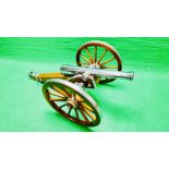 A SPANISH 75 CAL BLACK POWDER ARMAS GIL CANNON 14" BARREL MOUNTED ON A CARRIAGE.