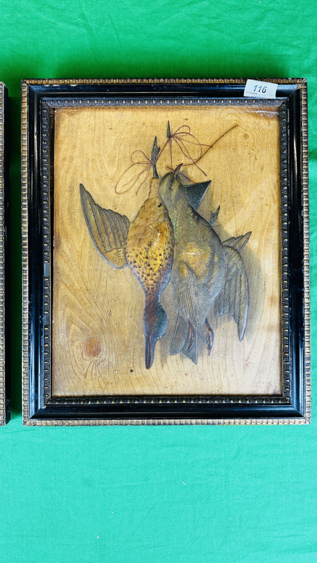 TWO c.1900 EMBOSSED CARD STUDIES OF HANGING BIRDS, EACH 35.5 X 28CM. - Image 2 of 10