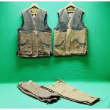 TWO SETS GENTLEMANS HUCKLECOAT TWEED WAISTCOAT SIZE 44 AND MATCHING BREECHES SIZE 40 PLUS