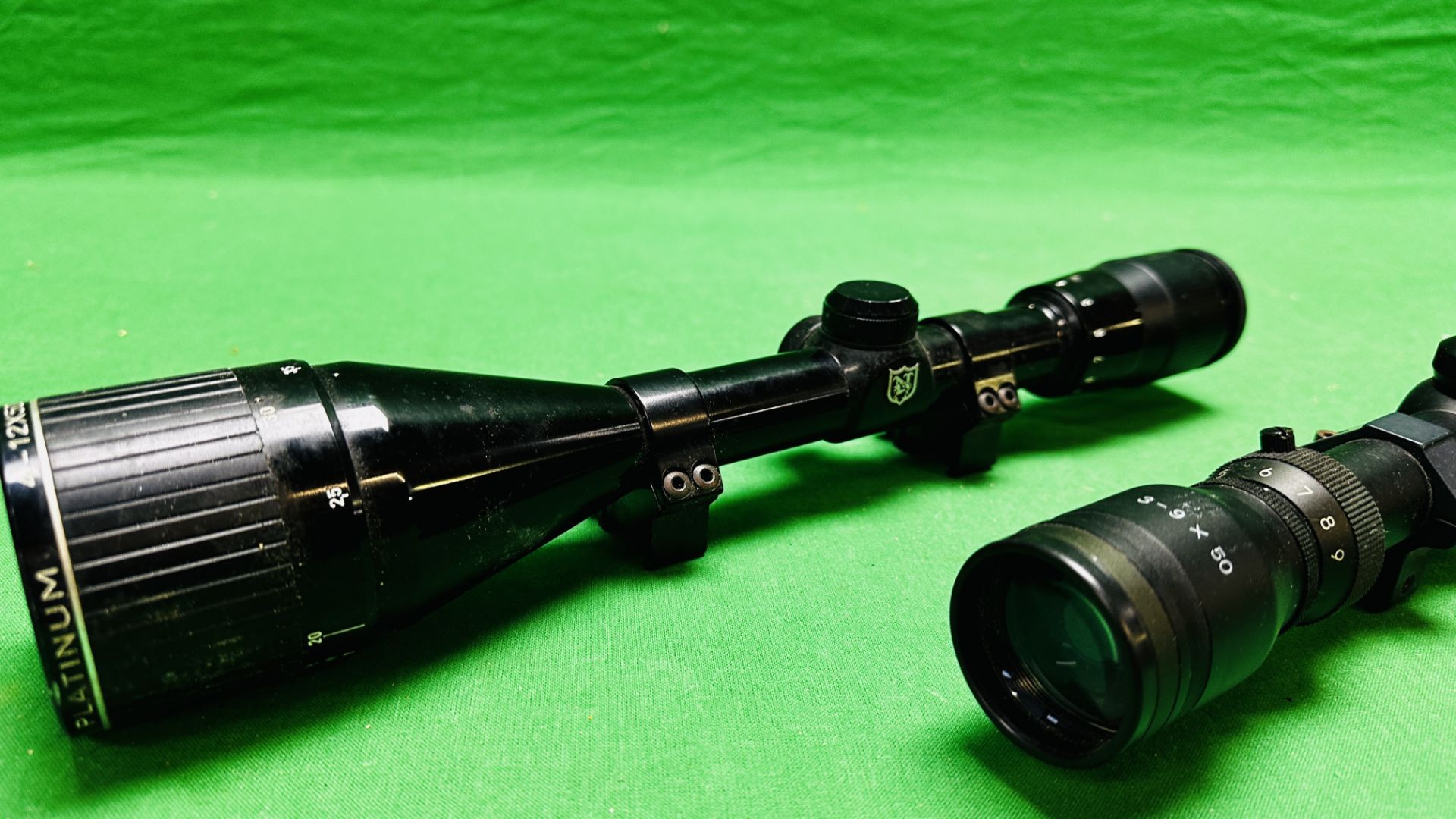 TWO RIFLE SCOPES TO INCLUDE NIKKO STIRLING PLATINUM 4-12X50 WA WITH MOUNTS AND ONE OTHER 3-9X50 - Image 4 of 8