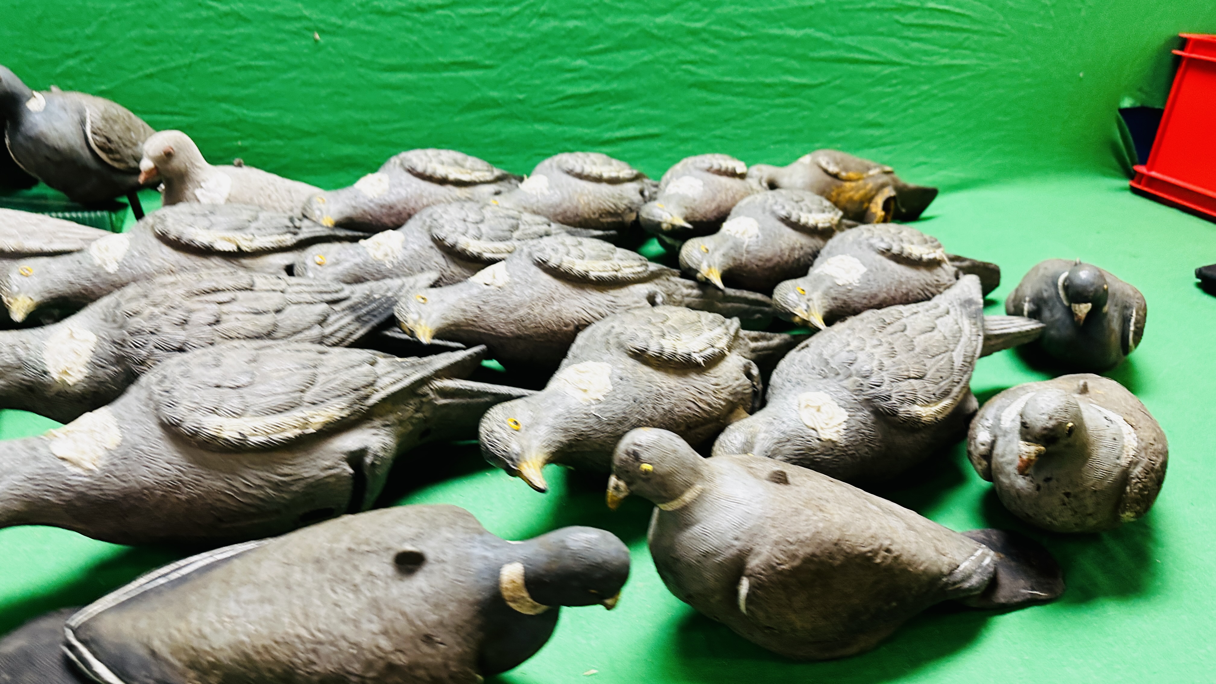 A GROUP OF 26 PIGEON DECOYS. - Image 9 of 10