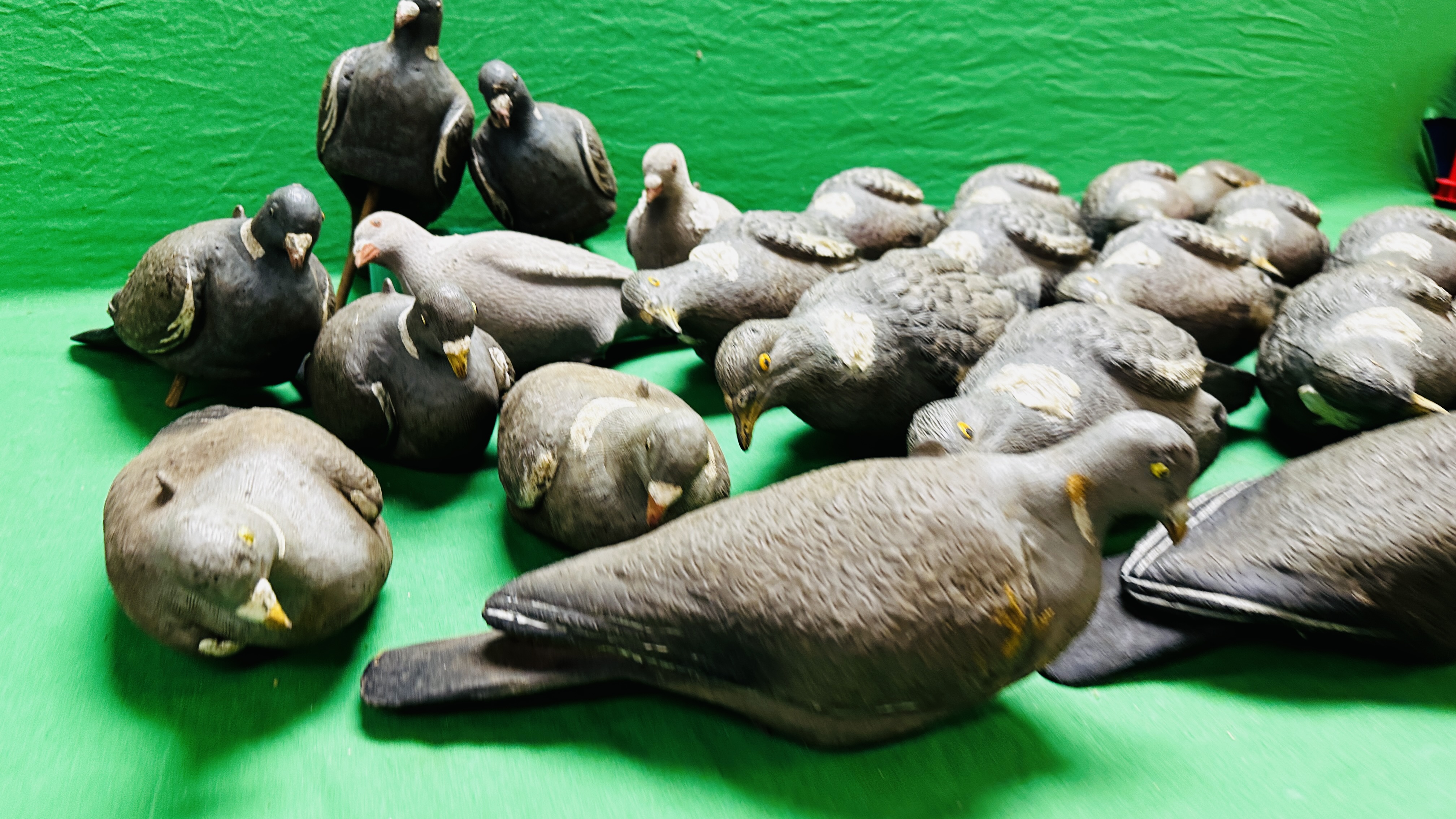 A GROUP OF 26 PIGEON DECOYS. - Image 8 of 10
