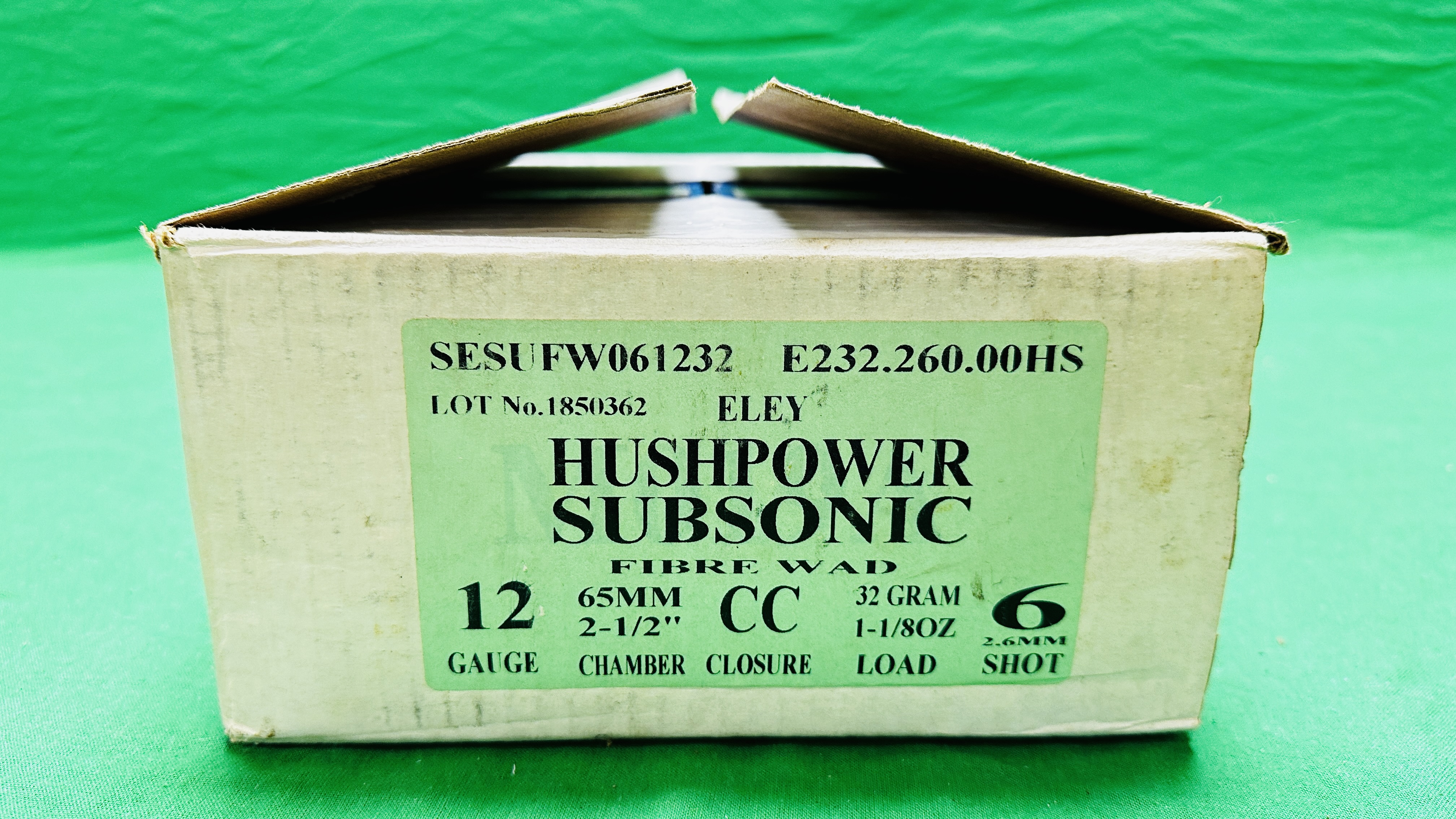 250 X HUSHPOWER SUBSONIC 12 GAUGE 32 GRM 6 SHOT FIBRE CARTRIDGES - (TO BE COLLECTED IN PERSON BY
