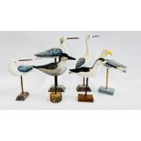 A GROUP OF 6 HAND CRAFTED WOODEN STUDIO BIRD STUDIES.