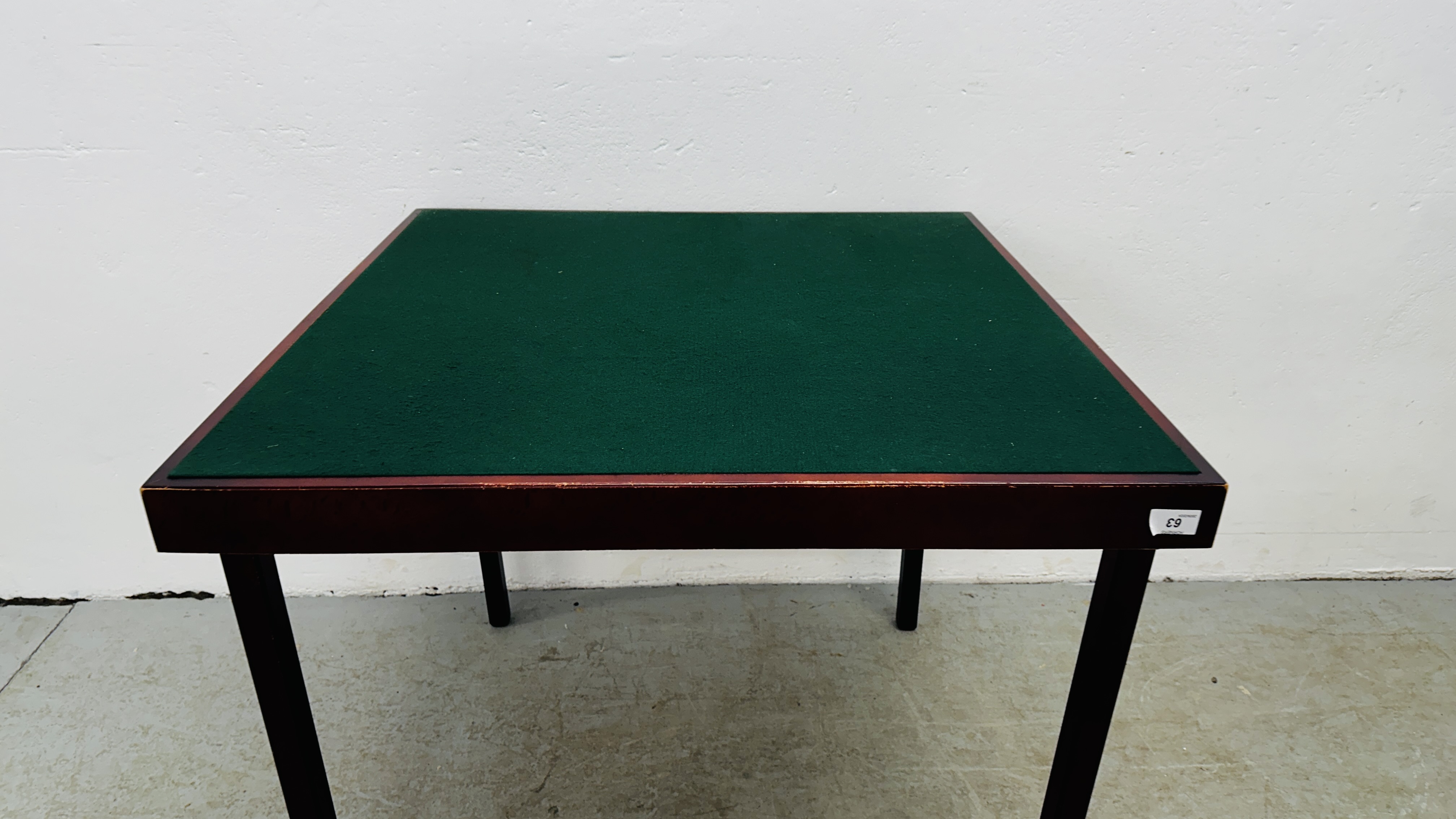 A GOOD QUALITY MODERN CARD TABLE WITH FOLDING LEGS 79 X 79CM. - Image 2 of 6