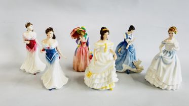 A GROUP OF SIX ROYAL DOULTON PORCELAIN COLLECTORS FIGURES TO INCLUDE "FOR YOU" HN3863,