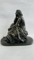 A REPRODUCTION RESIN STUDY OF A CLASSICAL SEATED LADY TITLED SCHCENEWESK.