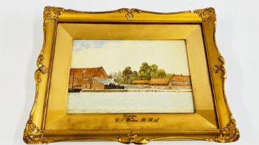 AN ORIGINAL GILT FRAMED WATERCOLOUR DEPICTING A GORLESTON RIVER YARE SCENE BEARING SIGNATURE G.J.