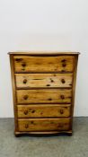 ST MICHAEL PINE FIVE DRAWER CHEST W 79CM D 46CM H 111CM.