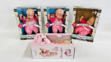 3 X BOXED "BABY'S FIRST" DOLLS + A "LITTLE NURSERY" EXAMPLE.