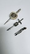 3 SILVER BROOCHES: 'INTERNATIONAL GATHERING OF THE CLANS' EDINBURGH 1977,