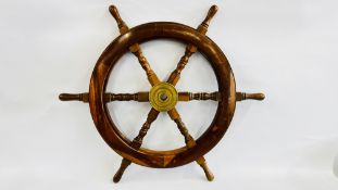 A HARDWOOD SHIPS WHEEL.