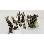 AN EXTENSIVE COLLECTION OF VINTAGE SPELTER FIGURES, MANY EXAMPLES IN A/F CONDITION.