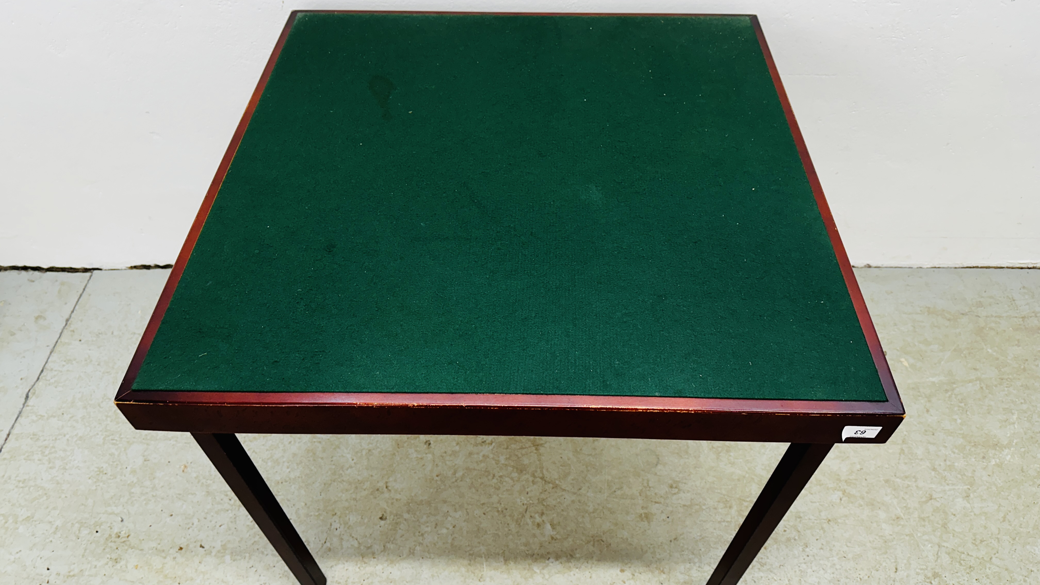 A GOOD QUALITY MODERN CARD TABLE WITH FOLDING LEGS 79 X 79CM. - Image 3 of 6