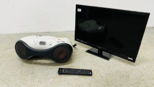 TECHNIKA 24 INCH LED TELEVISION WITH REMOTE AND SONY PORTABLE CD / RADIO - SOLD AS SEEN.