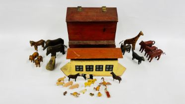 2 VINTAGE WOODEN NOAH'S ARK INCLUDING HAND CRAFTED WOODEN ANIMALS.