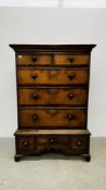 ANTIQUE OAK 2 OVER 3 DRAWER CHEST ON 3 DRAWER CHEST W 98CM X D 61CM X H 144CM WITH BRASS DETAIL