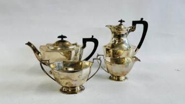 AN ANTIQUE 4 PIECE SILVER TEA AND COFFEE SET COMPRISING OF A COFFEE AND TEA POT,