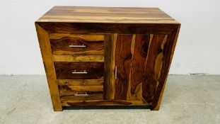 A MANGO WOOD COMBINATION CABINET W 88 X D 46 X H 75CM.