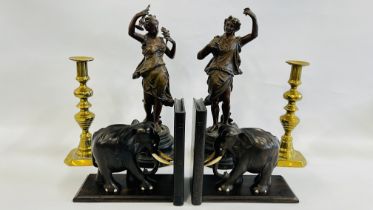 A PAIR OF SPELTER FIGURES A/F,
