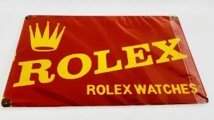 A REPRODUCTION TIN "ROLEX" ADVERTISING SIGN W 60 X H 40CM.