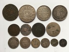 COINS: TUB MIXED MAINLY SILVER TO INCLUDE INDIA 1840 ONE RUPEE, FRANCE 1825 FIVE FRANCS,