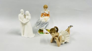 THREE COLLECTIBLE FIGURES INCLUDING ROYAL DOULTON 'LOVE EVERLASTING',